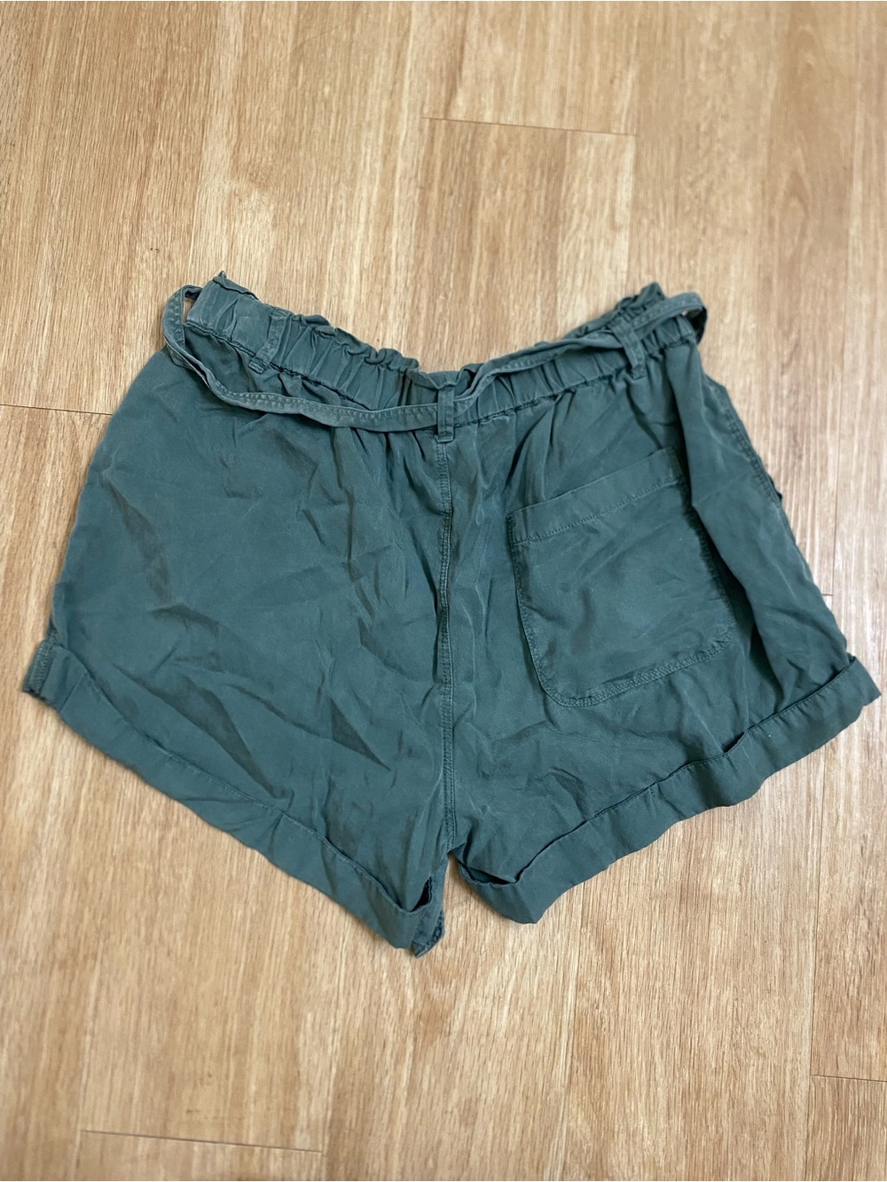 aerie High-Waist Paperbag Shorts - Olive Green - Picture 2 of 4
